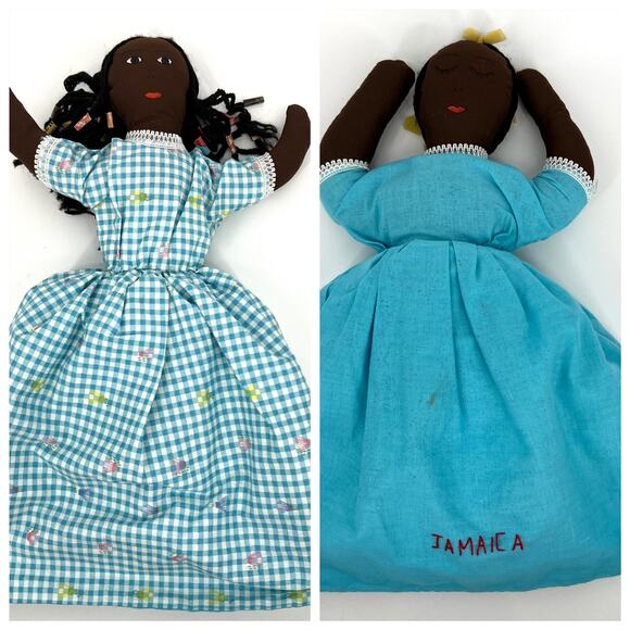 Vintage Jamaica Topsy Turvy Rag Doll Two Dolls in One 15" - Picture 7 of 7